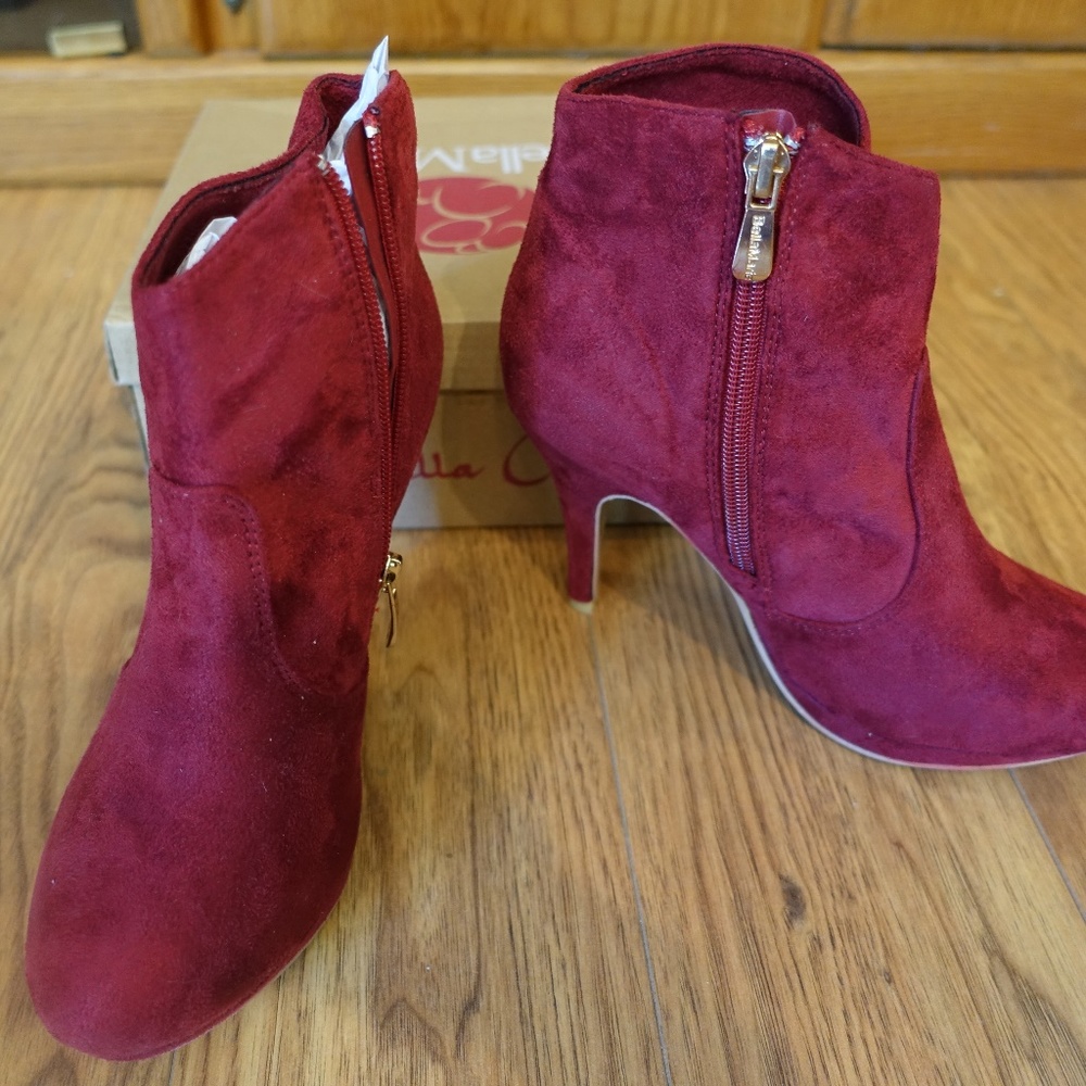 Bella Marie Burgundy Wine Dress Heel Bootie Vero
